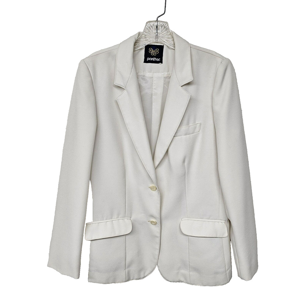 Vintage Panthers Womens Blazer Small Cream  Retro Office 70s Classic Clean Girls